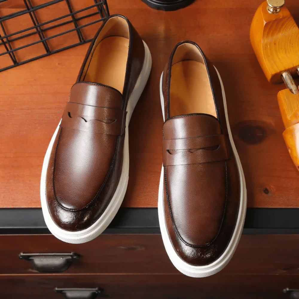 Leren mocassin instapper voor heren van Verno