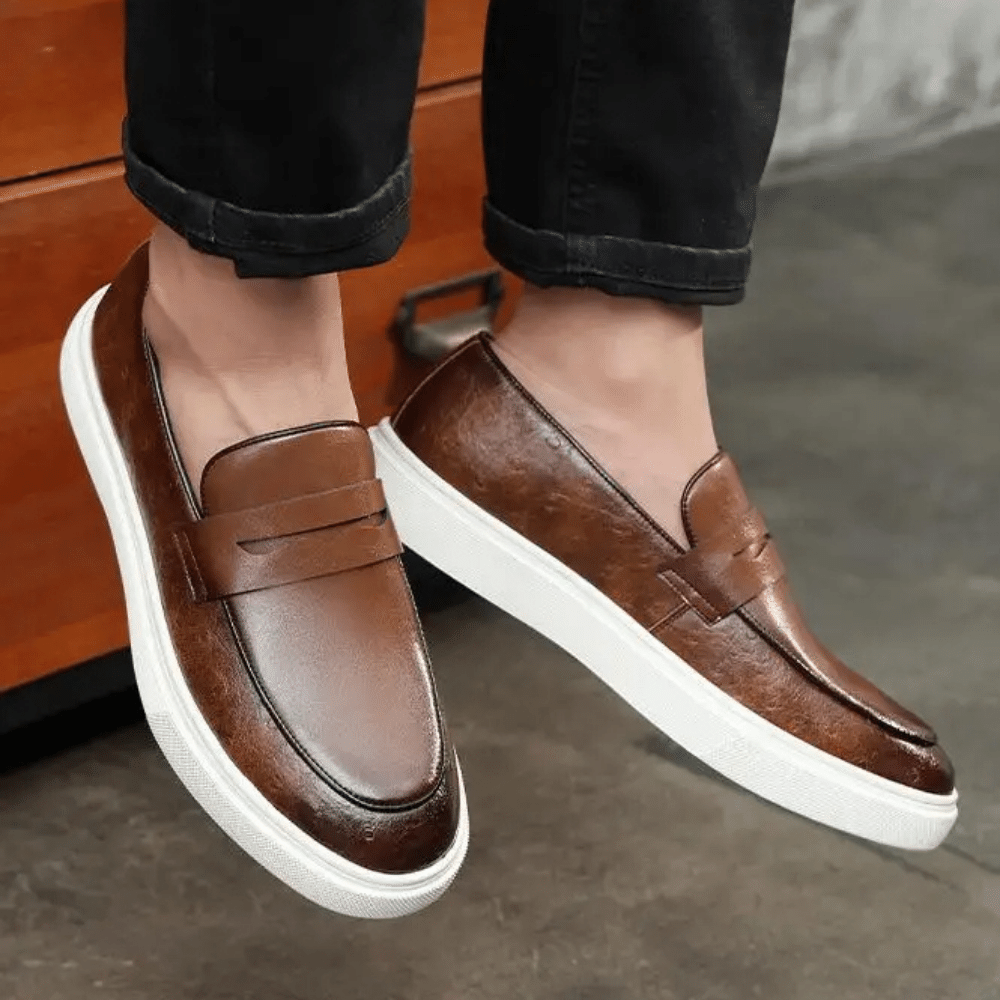 Leren mocassin instapper voor heren van Verno